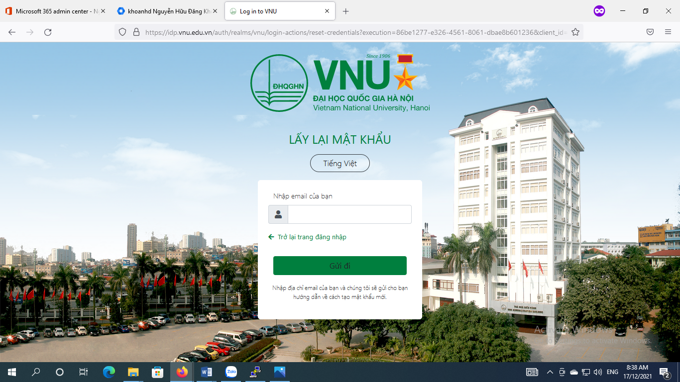 Chức năng quên mật khẩu