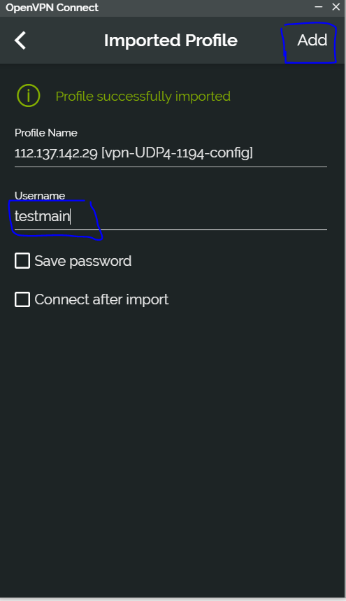 Điền user IDP và Add